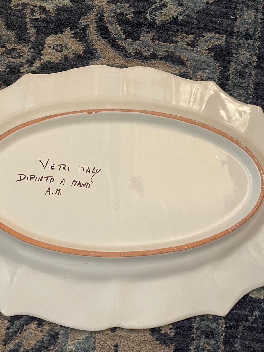 Vintage VIETRI Italy Hand-Painted Majolica Fruit Platter - Picture 3 of 5